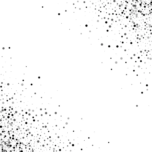 Pois noirs denses Bordure en coin Scatter avec des points noirs denses sur fond blanc Vecteur — Image vectorielle