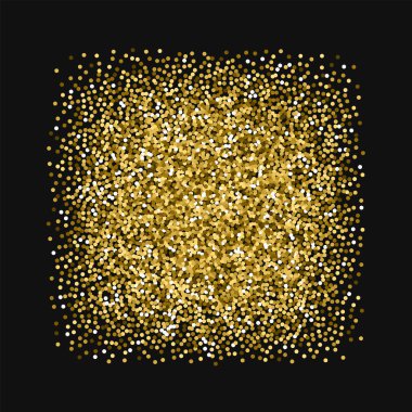 Siyah arka planda muhteşem vektör yuvarlak altın glitter ile yuvarlak altın glitter kare çerçeve