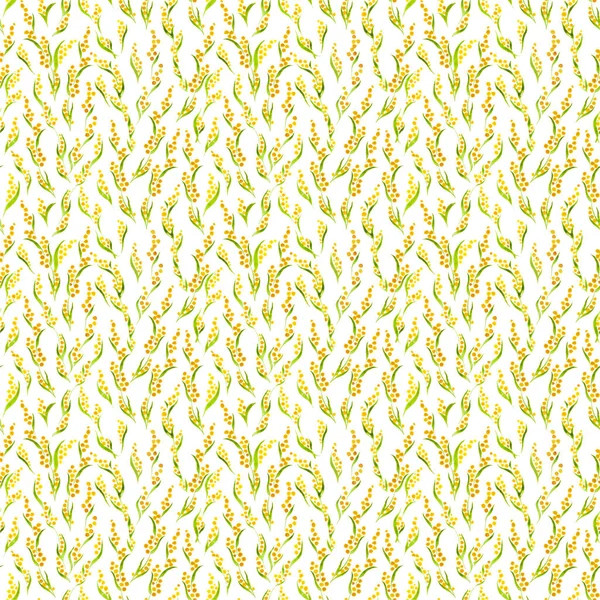 Calico акварельный рисунок мимозы Идеальные бесшовные милые маленькие цветы для дизайна ткани Calico — стоковое фото