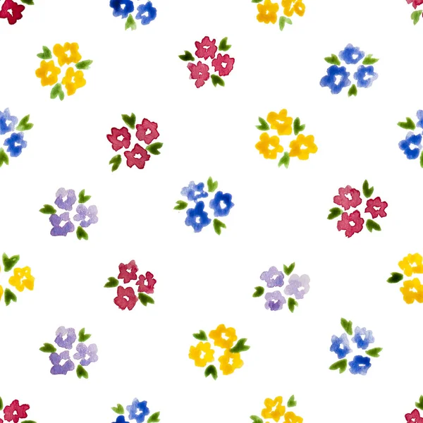 Calico watercolor pattern Pleasing seamless cute small flowers for fabric design Calico pattern in — Stock Photo, Image