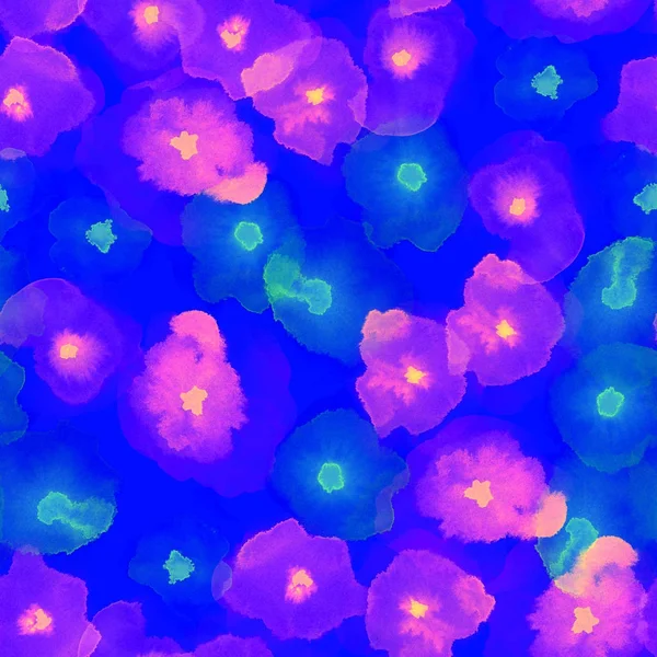 Ніжний квітковий візерунок глибокий фіолетовий шовковистою аквареллю безшовні візерунок Grand аквареллю реферат — стокове фото
