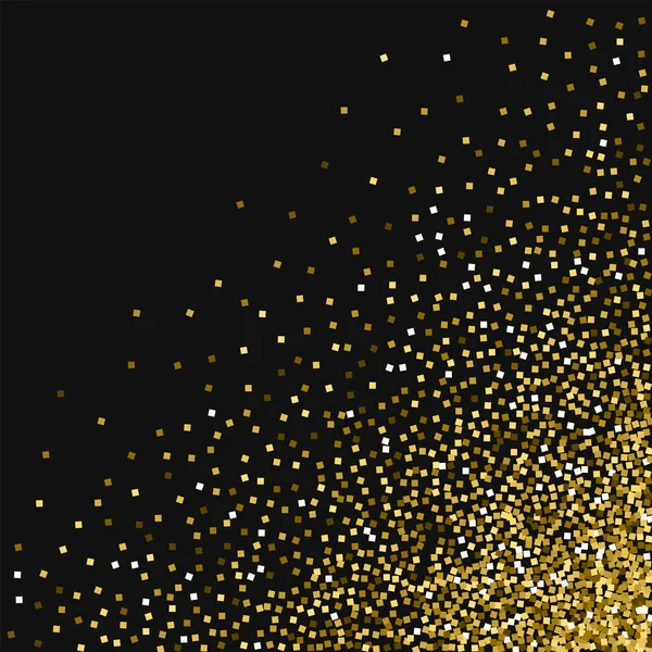 Paillettes d'or Dispersion coin inférieur droit avec paillettes d'or sur fond noir Vecteur unique — Image vectorielle