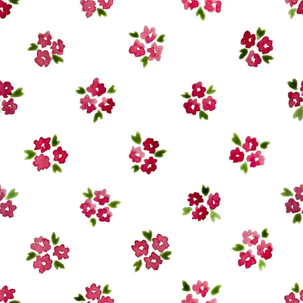 Calico watercolor pattern Unique seamless cute small flowers for fabric design Calico pattern in — Stock Photo, Image