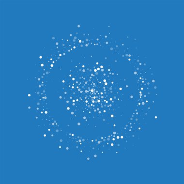 Rasgele düşen beyaz noktalar mavi arka plan ile rasgele düşen küçük çift daire beyaz noktalar