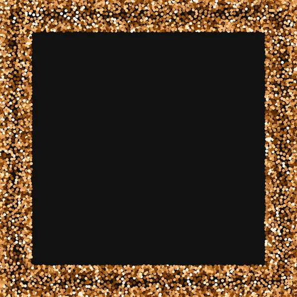 Paillettes d'or rondes rouges Bordure parsemée de paillettes d'or rondes rouges sur fond noir — Image vectorielle