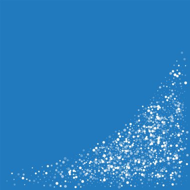 Mavi arka plan üzerinde rasgele düşen beyaz noktalar alt sağ köşesinde beyaz rasgele düşme ile noktalar