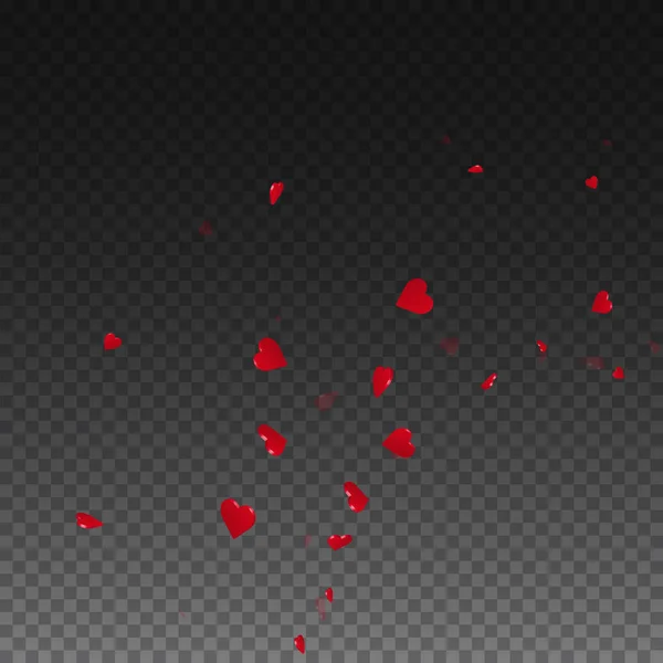 3D hjärtan alla hjärtans bakgrunden strålande högra nedre hörnet på transparent rutnät mörk bakgrund 3d — Stock vektor