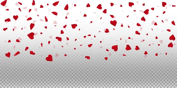 Corazones 3d valentine fondo amplio gradiente superior en la rejilla transparente luz fondo corazones 3d — Archivo Imágenes Vectoriales