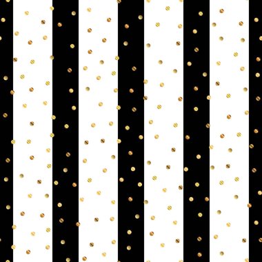 Altın nokta seamless modeli siyah beyaz çizgili arka plan güzel degrade altın noktalar üzerinde