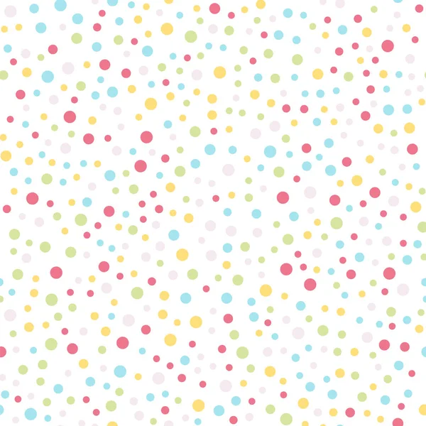 Kleurrijke polka dots naadloze patroon op wit 4 achtergrond Bewitching klassieke kleurrijke polka dots — Stockvector