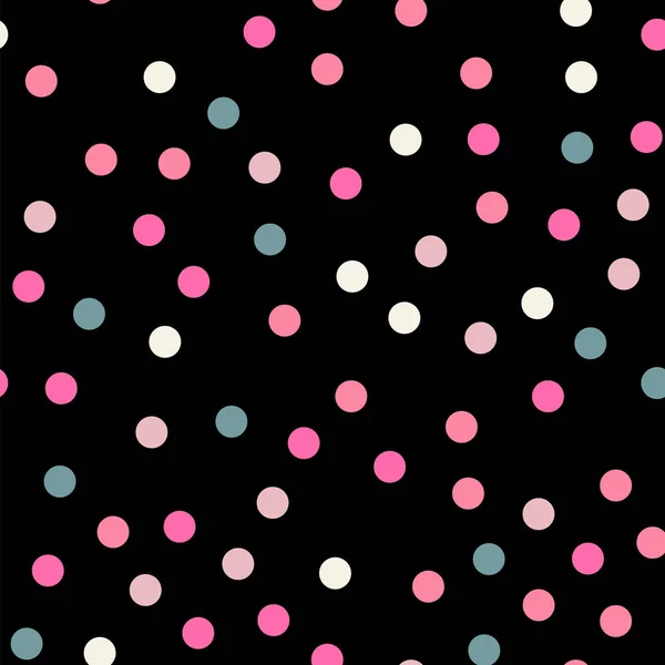 Färgglada prickar sömlösa mönster på svart 8 bakgrund fantastiska klassiska färgglada prickar — Stock vektor