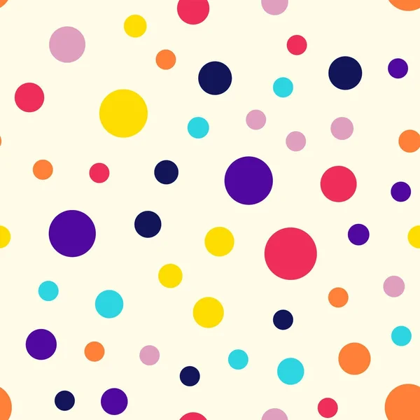 Memphis stijl polka dots naadloze patroon op melk achtergrond interessante moderne memphis polka dots — Stockvector