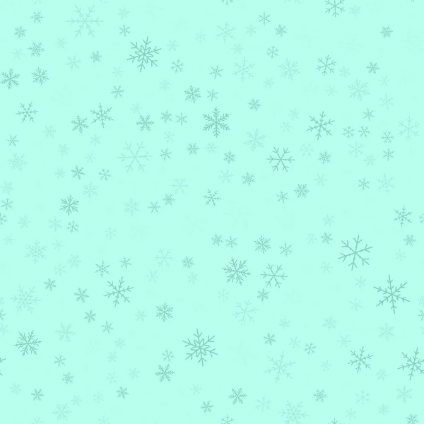 Flocon de neige bleu motif sans couture sur fond de Noël turquoise Chaotique dispersé bleu — Image vectorielle