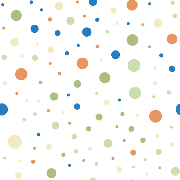 Kleurrijke polka dots naadloze patroon op wit 6 achtergrond geweldige klassieke kleurrijke polka dots — Stockvector