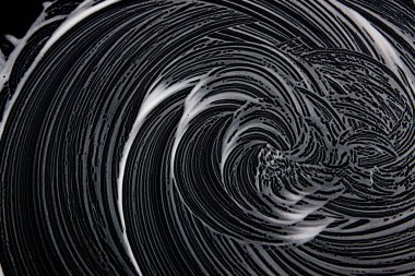 Beyaz sabun doku güzel beyaz köpük üzerinde siyah arka plan el yapımı hipster köpük doku soyut