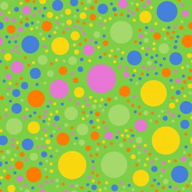 Colorful polka dots seamless pattern on bright 2 background Bizarre classic colorful polka dots clipart