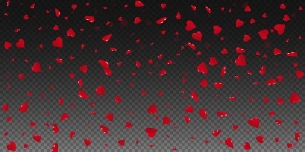 3d herzen valentine hintergrund breite streuung auf transparentem gitter dunklen hintergrund 3d herzen — Stockvektor