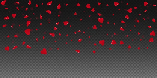 Corazones 3d fondo de San Valentín Gradiente superior ancho en la rejilla transparente fondo oscuro corazones 3d — Vector de stock