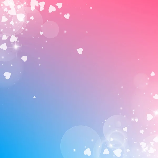 Coeurs tombants fond valentin coins abstraits Scatter sur fond de transition de couleur — Image vectorielle