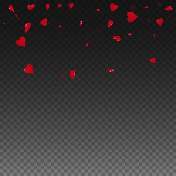 3D hjärtan alla hjärtans bakgrunden Scatter topp lutning på transparent rutnät mörk bakgrund 3d hjärtan — Stock vektor
