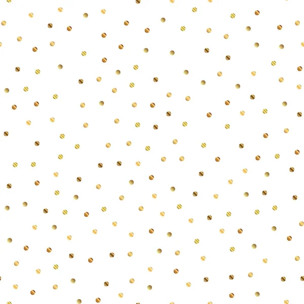 Golden dots seamless pattern on white background Outstanding gradient golden dots endless random — Stock Vector