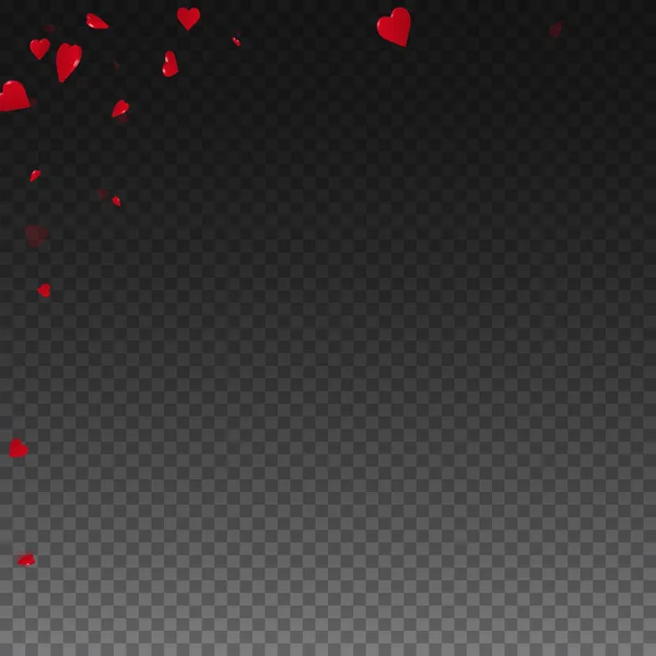 3d hearts valentine background Abstract left top corner on transparent grid dark background 3d — Stock Vector
