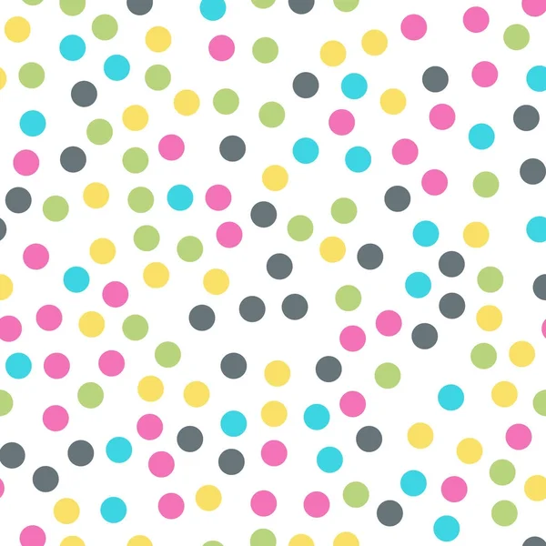 Kleurrijke polka dots naadloze patroon op wit 10 achtergrond unieke klassieke kleurrijke polka dots — Stockvector