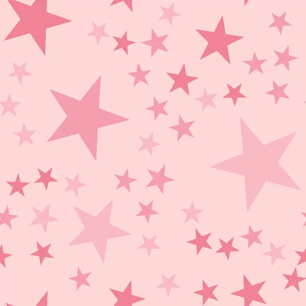 Estrellas rosadas patrón sin costuras sobre fondo rosa claro Interesante infinito aleatorio disperso rosa — Vector de stock