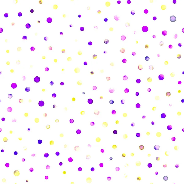 Acuarelă confetti model fără sudură Cercuri de tendință pictate manual Cercuri de confetti de acuarelă — Fotografie, imagine de stoc
