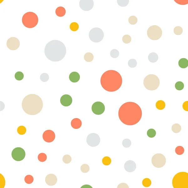 Pois colorés motif sans couture sur fond blanc 5 Mindblowing pois colorés classiques — Image vectorielle