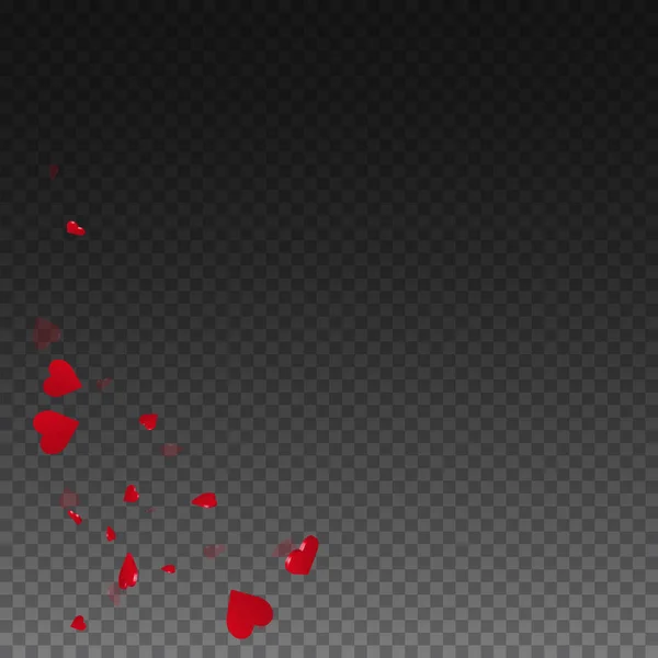 3d сердца Валентина фон Нижний левый угол на прозрачной сетке темный фон 3d сердца — стоковый вектор
