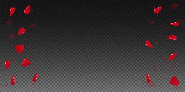 Cuori 3d sfondo San Valentino bordo destro sinistro sulla griglia trasparente sfondo scuro cuori 3d — Vettoriale Stock