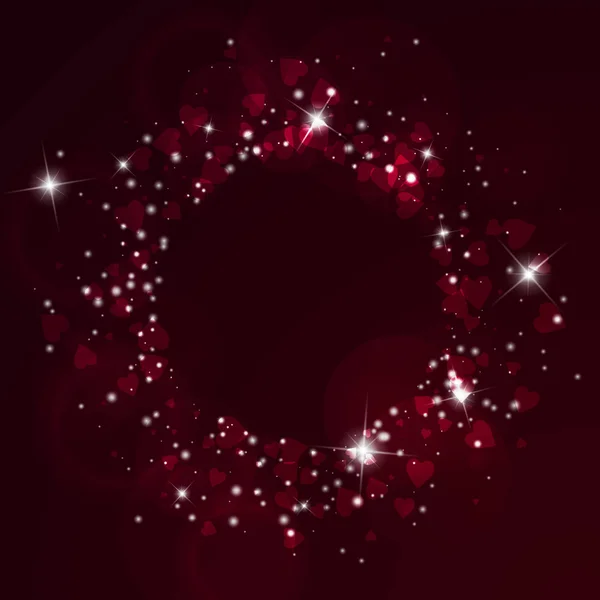 Падающие сердца Валентина фон Круглый разбросанный рамка на красном фоне вина падая сердца — стоковый вектор