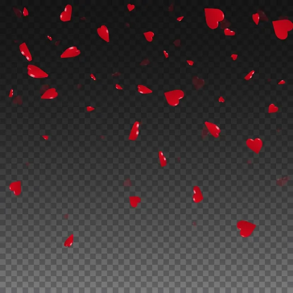 Corazones 3d valentine fondo Gradiente superior en rejilla transparente fondo oscuro corazones 3d — Archivo Imágenes Vectoriales