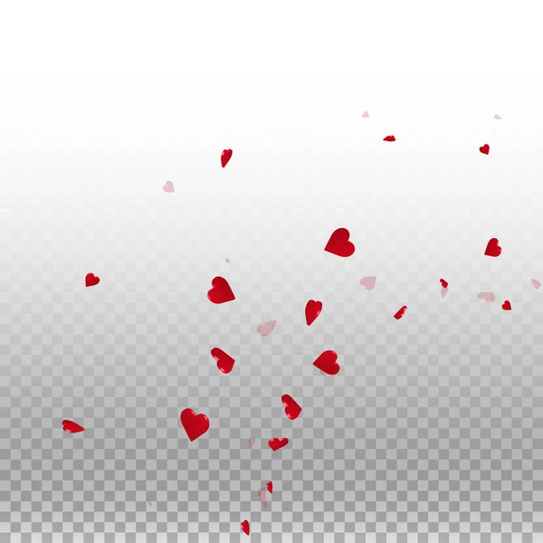 Coeurs 3d fond valentin Coin inférieur droit rayonnant sur fond clair grille transparente 3d — Image vectorielle