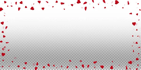 3D серцях Валентина тлі широко розкиданих кадр на прозорих сітки світлому фоні 3d серця — стоковий вектор