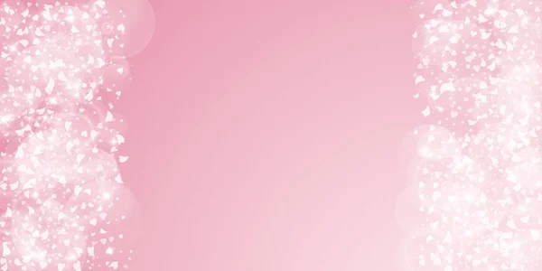 Cuori cadenti sfondo valentino Bordo sinistro destro su sfondo rosa Cuori cadenti valentini — Vettoriale Stock