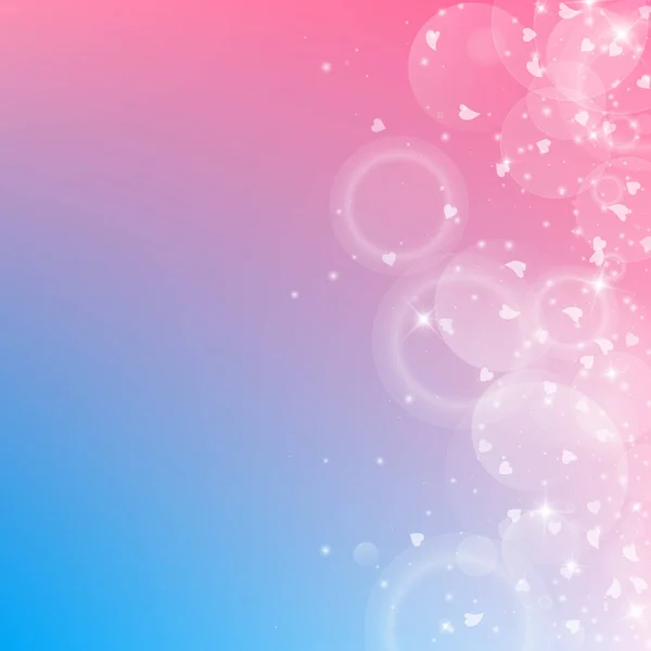 Caduta cuori sfondo San Valentino Spargimento gradiente destro su sfondo di transizione di colore Caduta — Vettoriale Stock