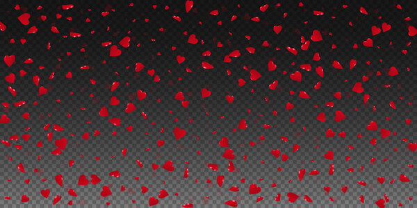 3d hearts valentine background Wide scatter on transparent grid dark background 3d hearts