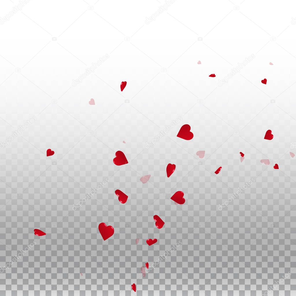 3d hearts valentine background Radiant right bottom corner on transparent grid light background 3d