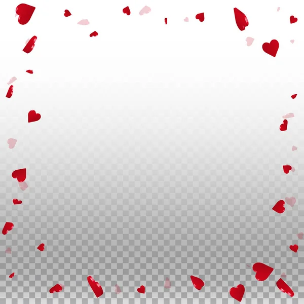 Corazones 3d valentine fondo Borde caótico en rejilla transparente luz fondo corazones 3d — Vector de stock