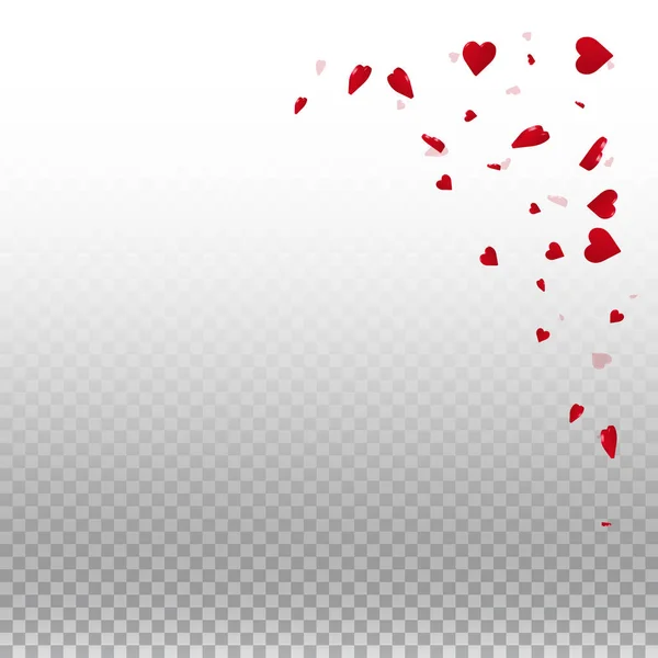 3D серцях Валентина фон верхньому правому куті на прозорих сітки світлому фоні 3d серця — стоковий вектор