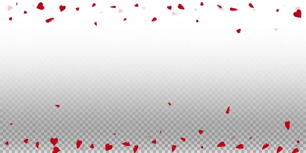 3d hearts valentine background Scattered border on transparent grid light background 3d hearts — Stock Vector