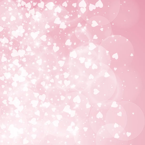 Падающие сердца Валентина фон левой градиент на розовом фоне Падающие сердца День Святого Валентина — стоковый вектор