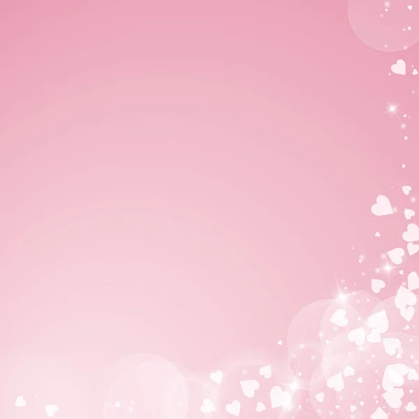 Coeurs tombants fond valentin Résumé coin inférieur droit sur fond rose Coeurs tombants — Image vectorielle