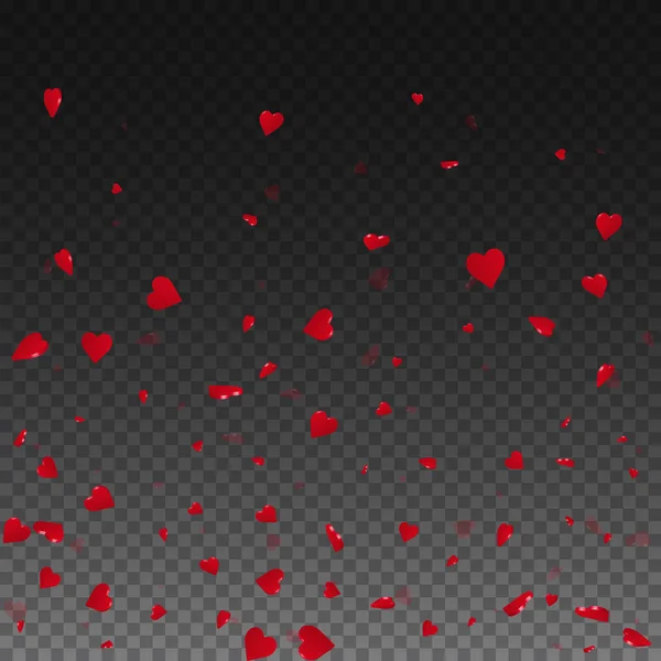 3d hearts valentine background Bottom gradient on transparent grid dark background 3d hearts — Stock Vector
