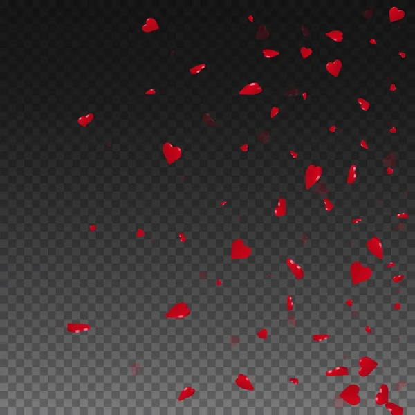 Coeurs 3D fond valentin Gradient droit sur grille transparente fond sombre Coeurs 3D — Image vectorielle