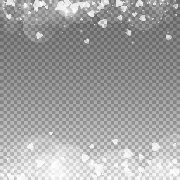 Corazones que caen fondo de San Valentín Fronteras sobre rejilla transparente fondo oscuro Corazones que caen — Archivo Imágenes Vectoriales