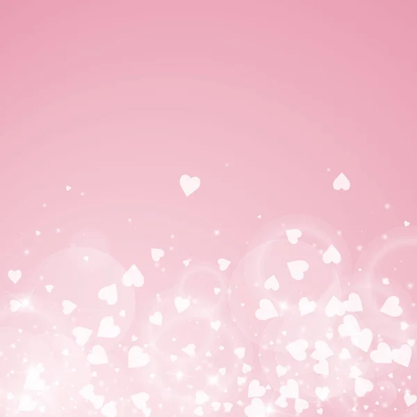 Falling serca valentine tło Scatter dołu gradientu na różowym tle spadającej serca — Wektor stockowy