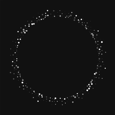 Rasgele düşen beyaz nokta rasgele düşme ile yuvarlak şekil beyaz nokta siyah arka planda vektör